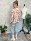 Tina Orange/Pink Floral Print Pullover