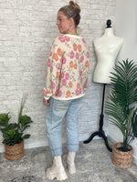 Tina Orange/Pink Floral Print Pullover