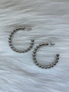 Silver Beaded Textured Hoop
