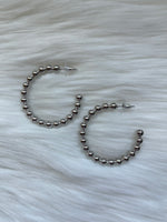 Silver Beaded Textured Hoop