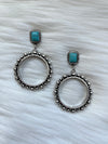 Turquoise Drop Down Hoop Earrings