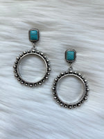 Turquoise Drop Down Hoop Earrings