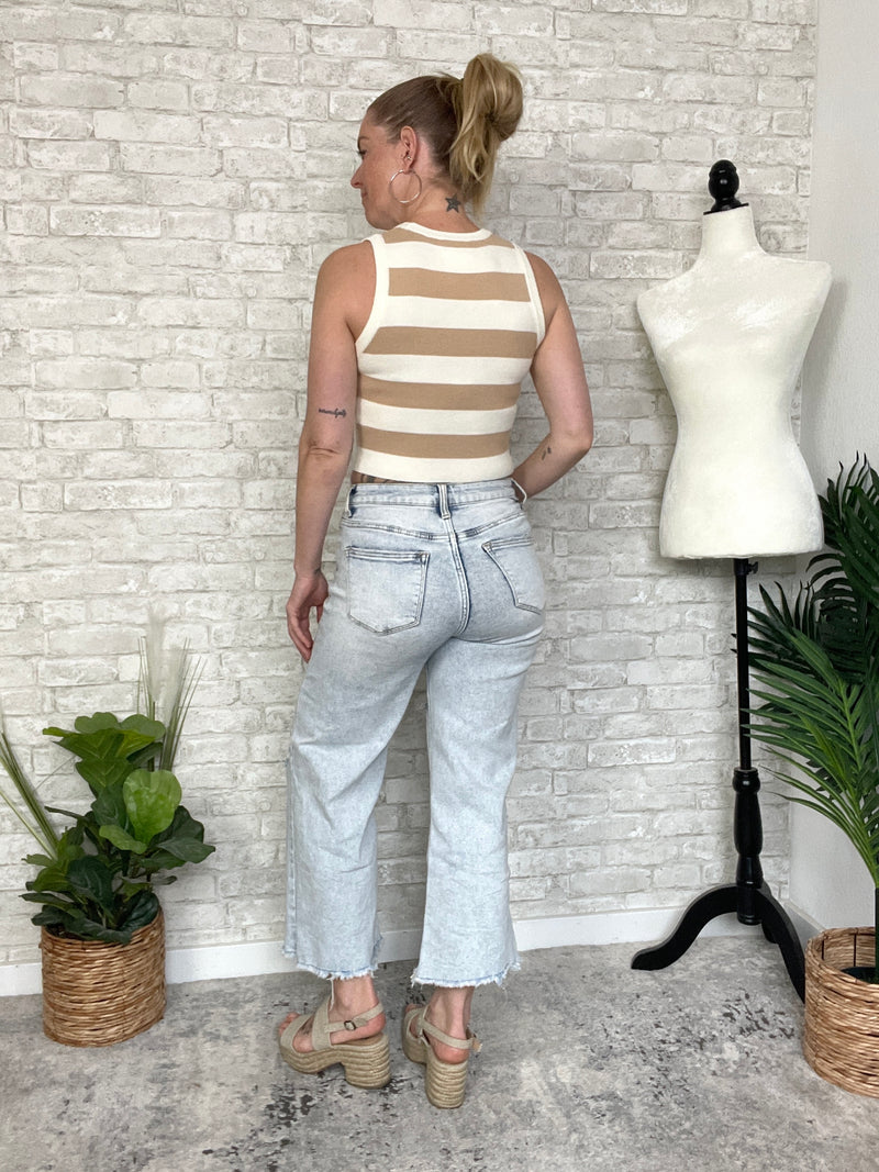 Kelly Taupe+Cream Stripe Tank
