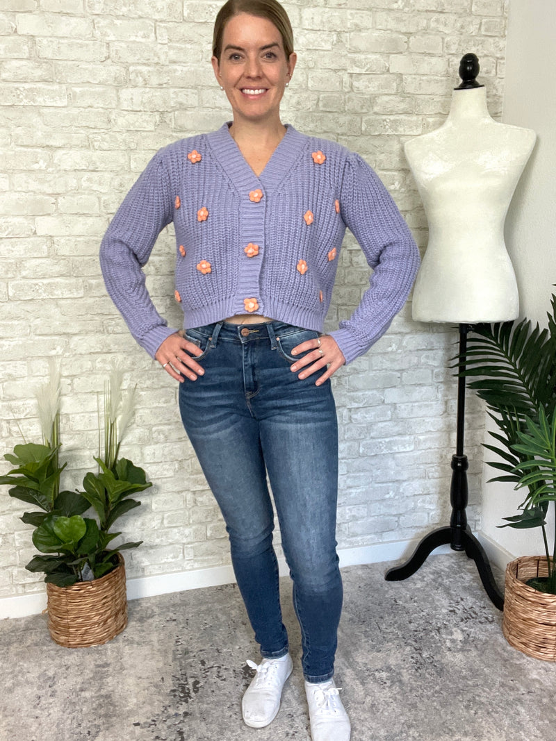 Lilac + Coral Floral Cardigan