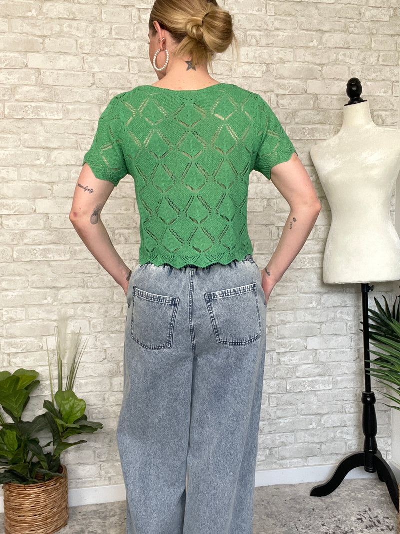 Lozio Green Crochet Top
