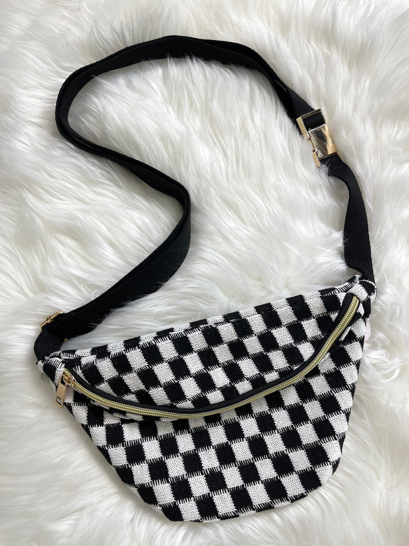 Checker Sling Bag - B+W