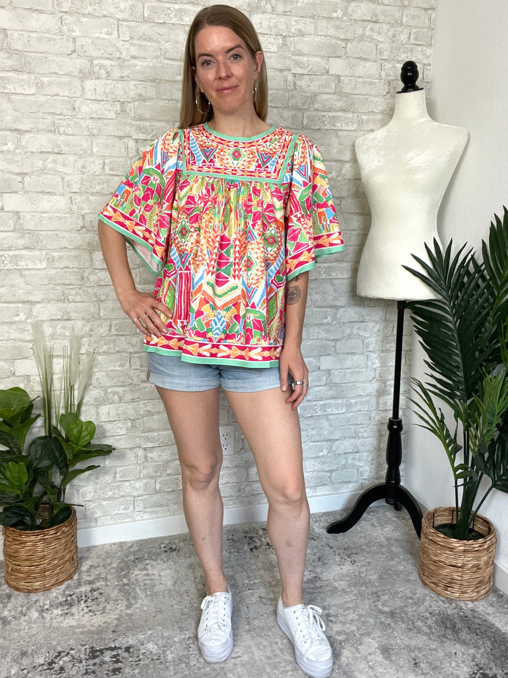 Fresca Tropical Bell Sleeve Top