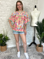 Fresca Tropical Bell Sleeve Top