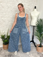 Flower Checker Print Overalls