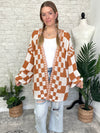 Millie Checker Print Cardigan Orange