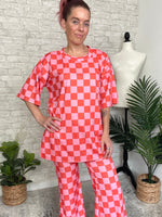 Becka Orange+Pink Checker Set Top