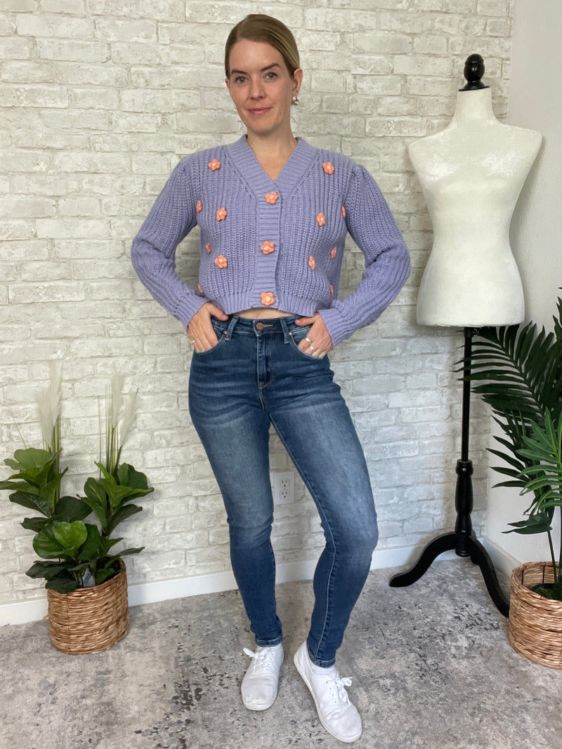 Lilac + Coral Floral Cardigan