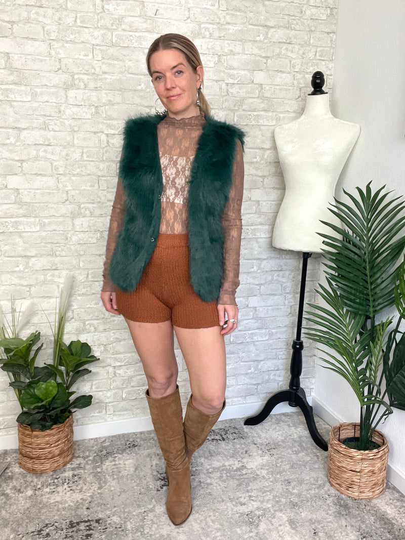 Rochelle Fuzzy Vest Green