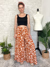 Abstract Swirls Wide Leg Pant - Ginger + Beige