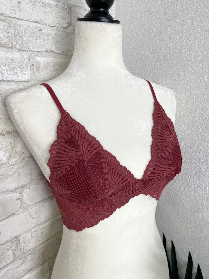 Butterfly Lace Bralette Burgundy