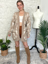 Christy Western Print Cardigan Taupe