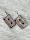 Retro Cassette Earrings Pink