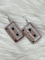Retro Cassette Earrings Pink