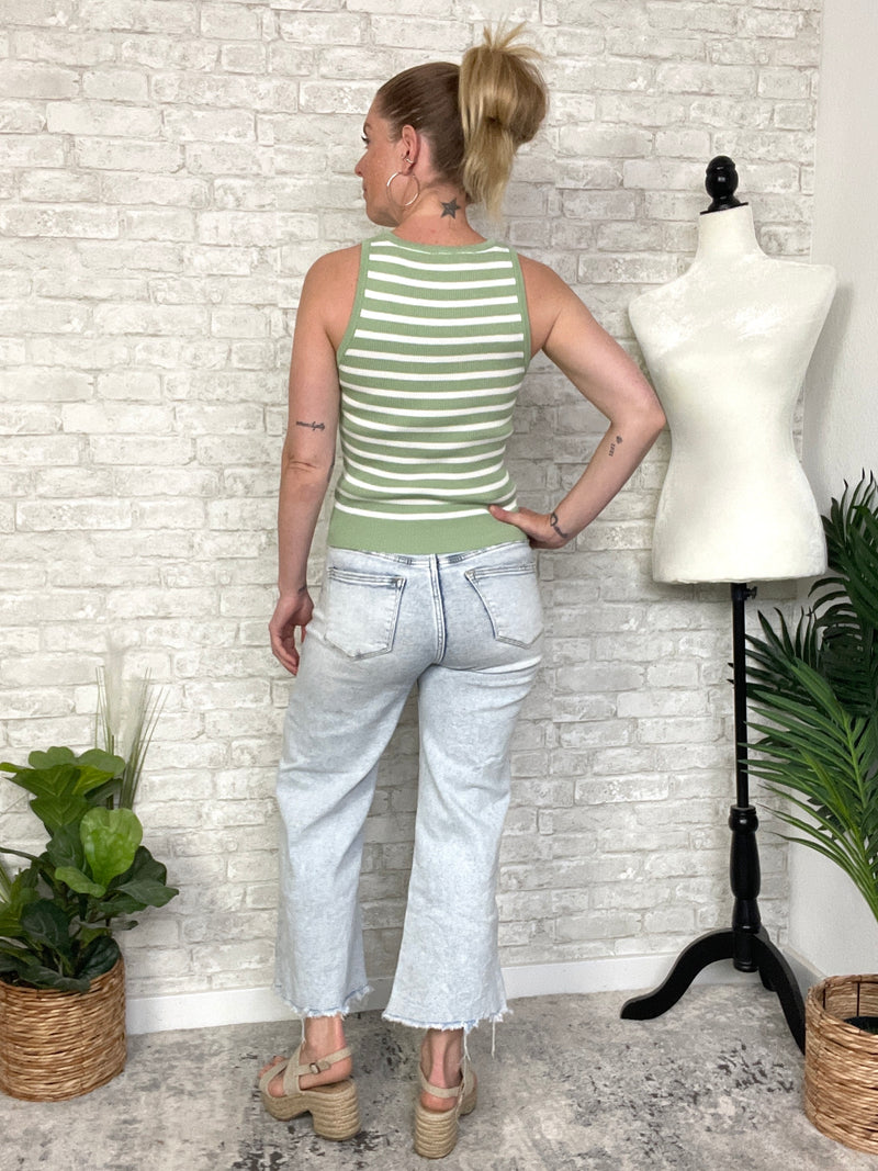 Darlene Green+Cream Stripe Tank