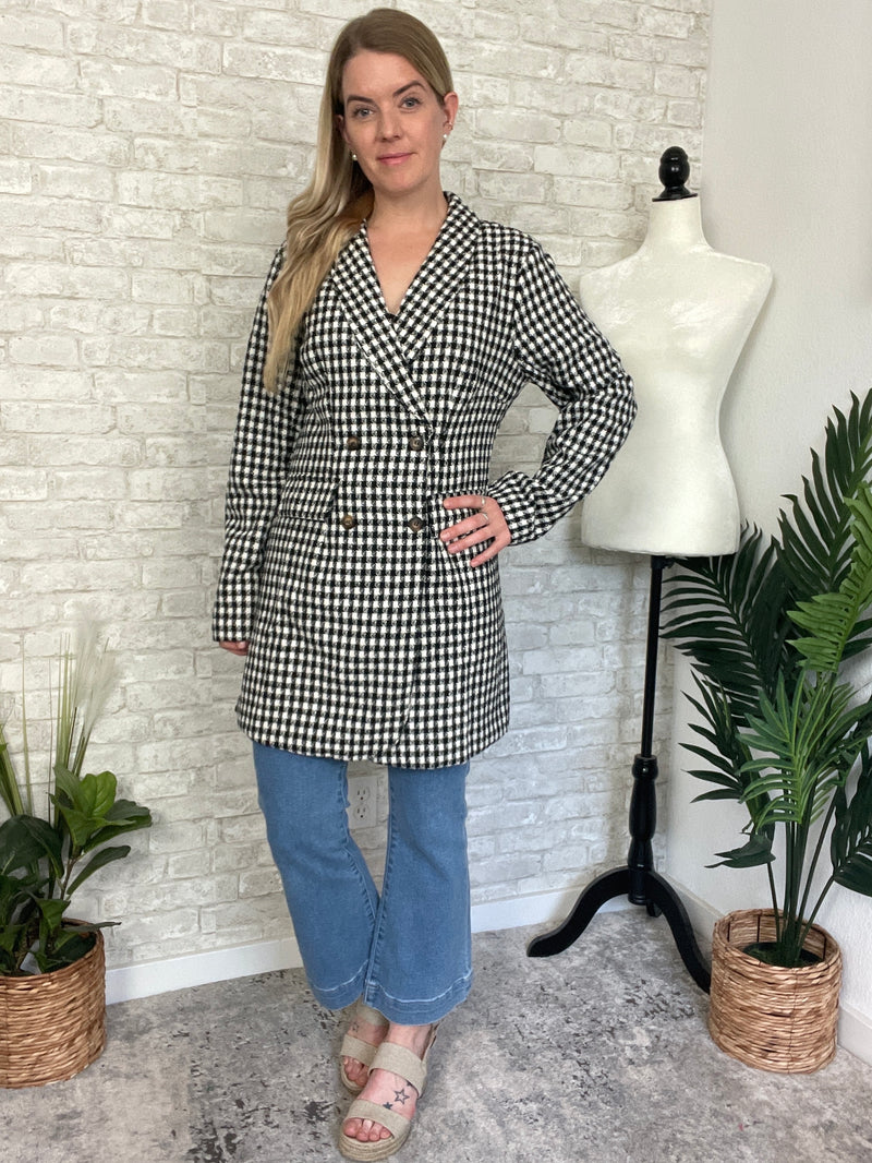 Khloe Jacket Black + White Houndstooth