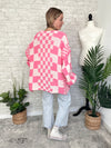 Millie Checker Print Cardigan Pink