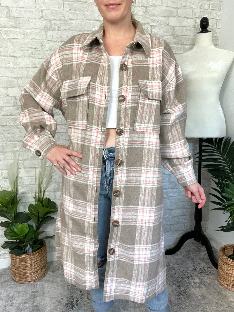Cindy Plaid Shacket Long