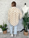Fuzzy Checker Pattern Teddy Jacket Cream