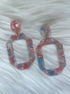 Pink/Blue Pearl Rectangle Octagon Drop Earring