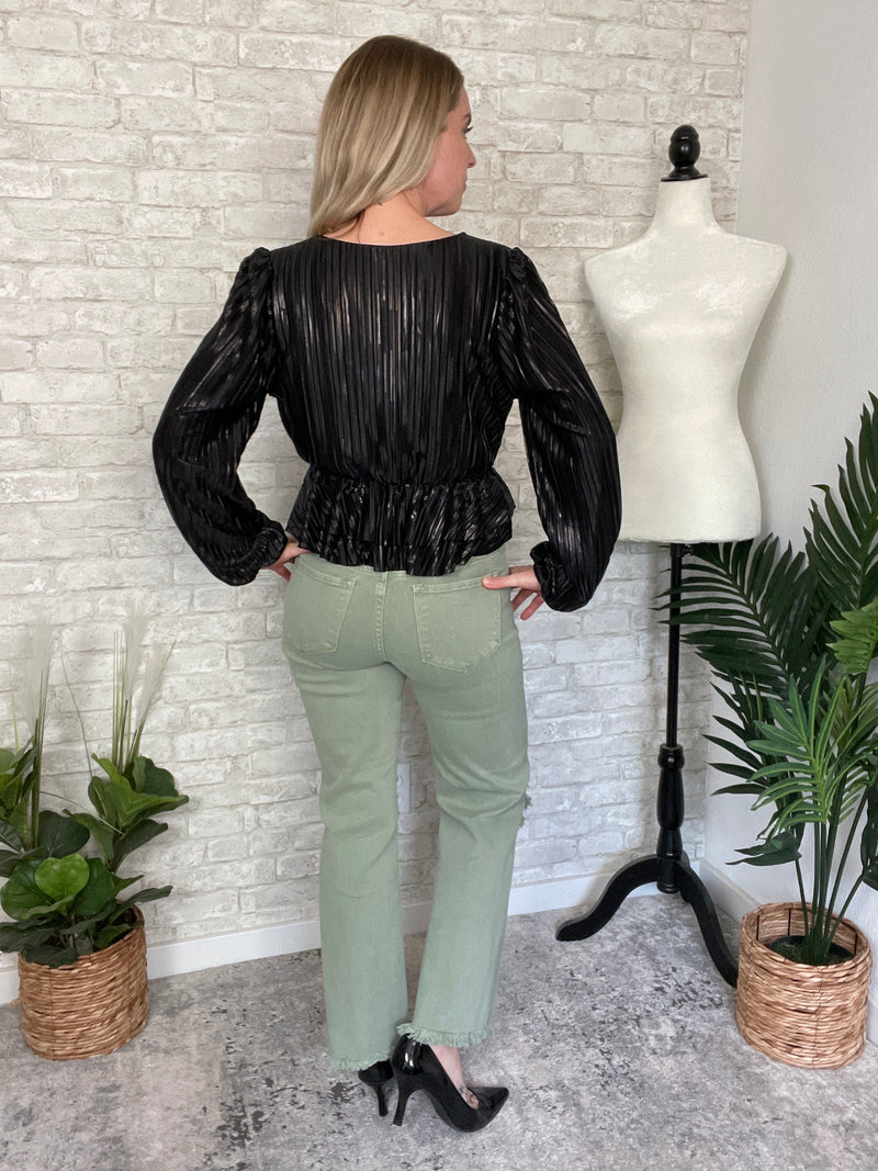 Sphinx Black Crinkle Top