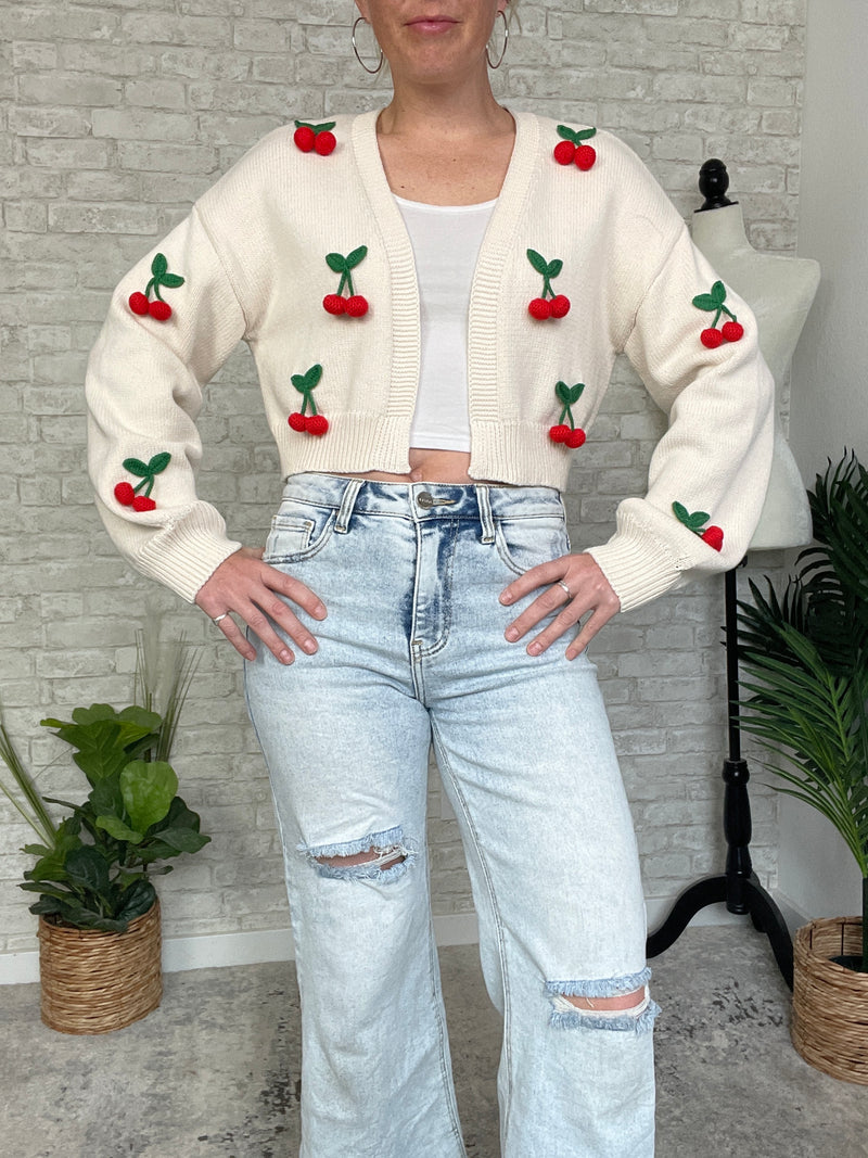 Cream Bauble Cherry Cardigan
