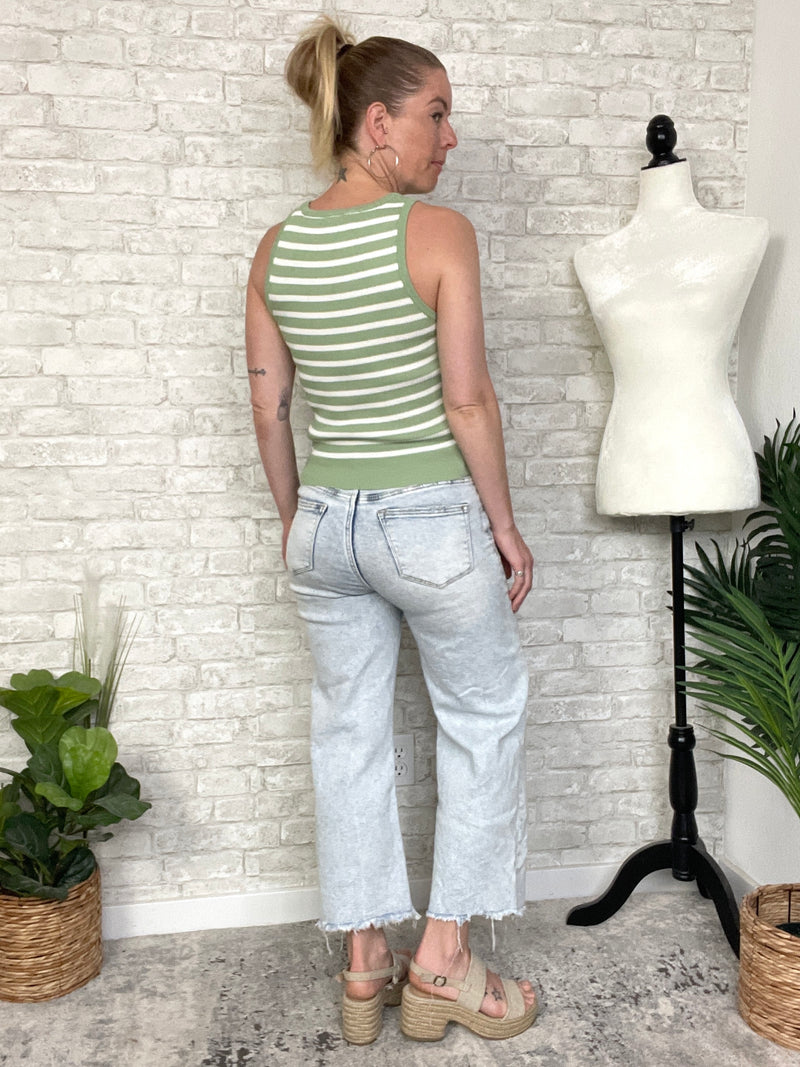 Darlene Green+Cream Stripe Tank
