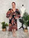Madison Long Sleeve Twist Maxi Midnight Black+Ginger Floral