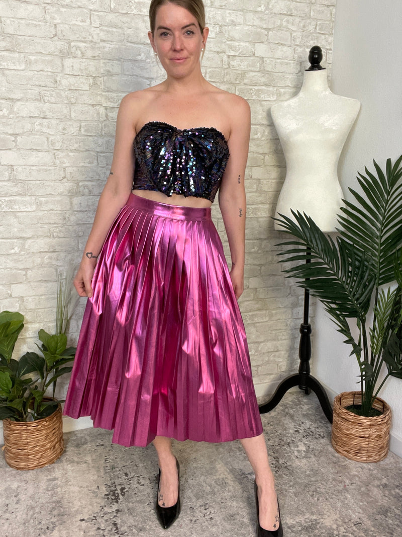 Rhonda Pink Metallic Skirt