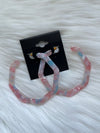 Large Acetate Pink/Blue Pearl Octagon Hoop