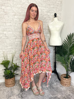 Heidi Twist Peach Floral Dress