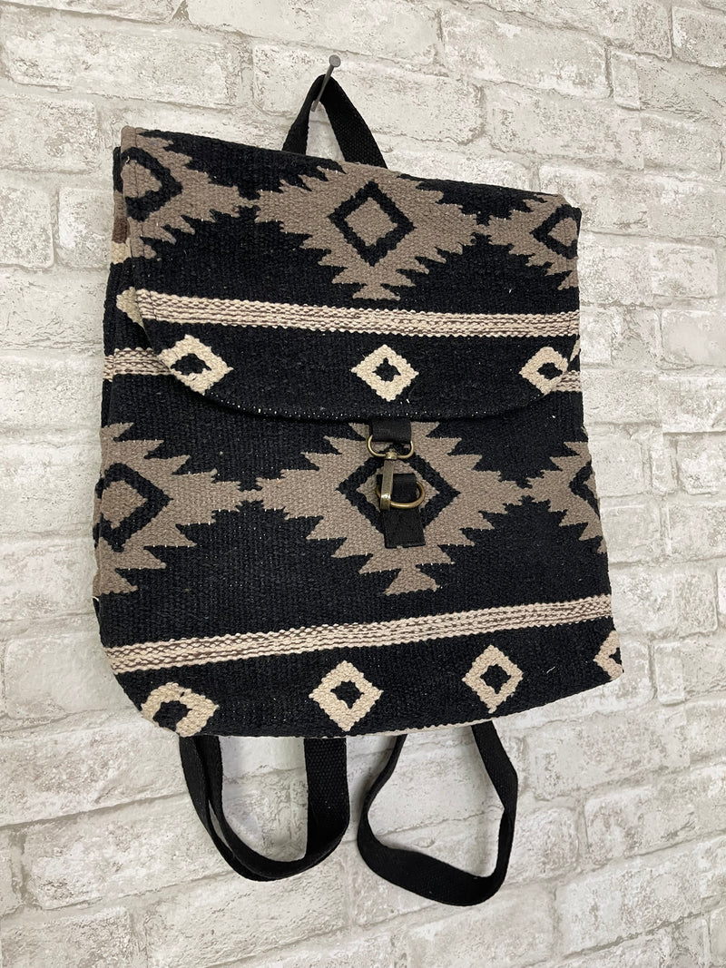 Black, Taupe + Cream Aztec Backpack