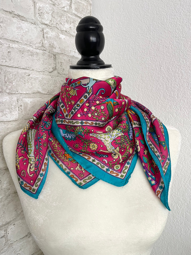 Silk Scarf - Magenta/teal