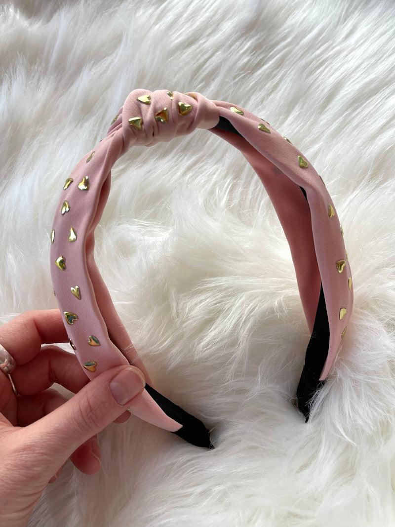 Light Pink Heart Dot Headband