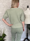 Pearl Puff Knit Top Sage