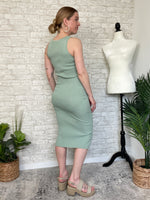 Plume Ribbed Dress Sage Green