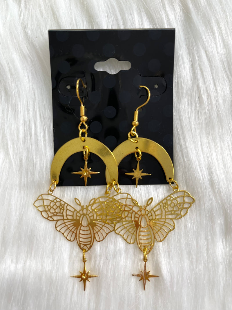 Moth Moon Earring Gold