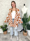 Millie Checker Print Cardigan Orange