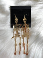 Dancing Skeleton Earrings Gold