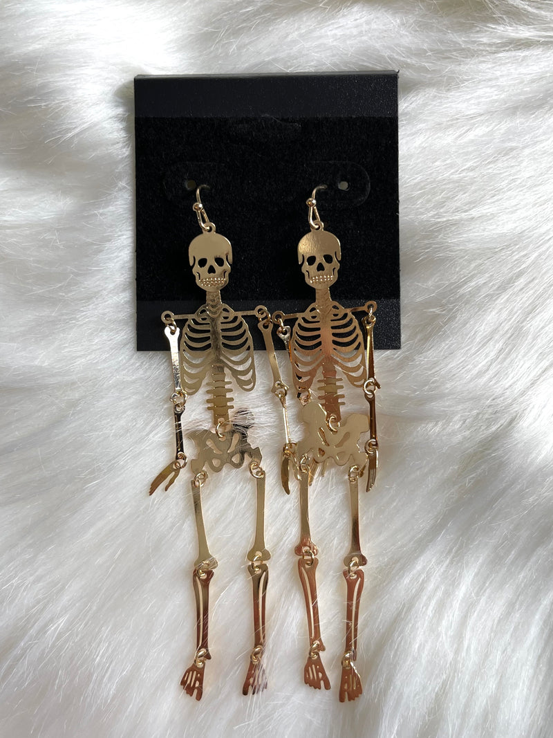 Dancing Skeleton Earrings Gold