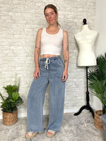 Yuma Wide Leg Jeans + Cream Tie