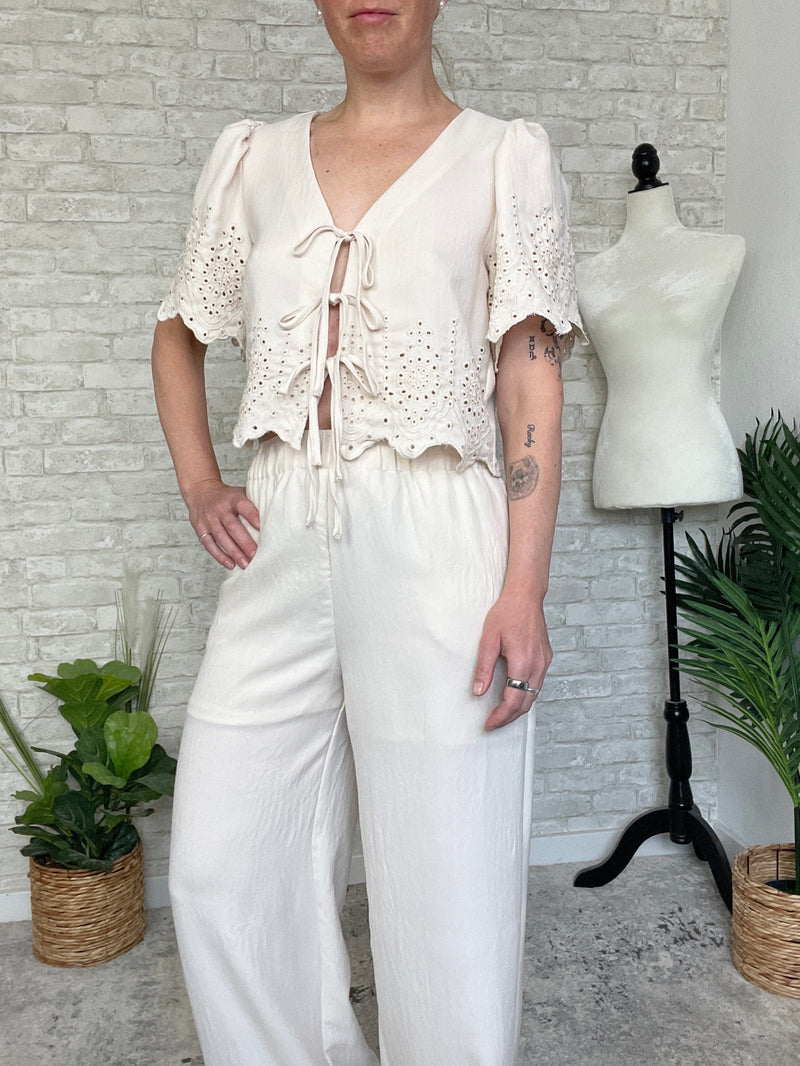 Catalina Eyelet Set Lace Up Top