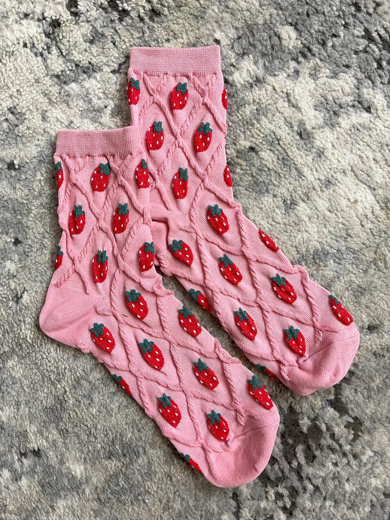 Strawberry Socks - Blush Pink