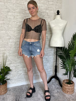 Pearl Disco Black Tulle Top