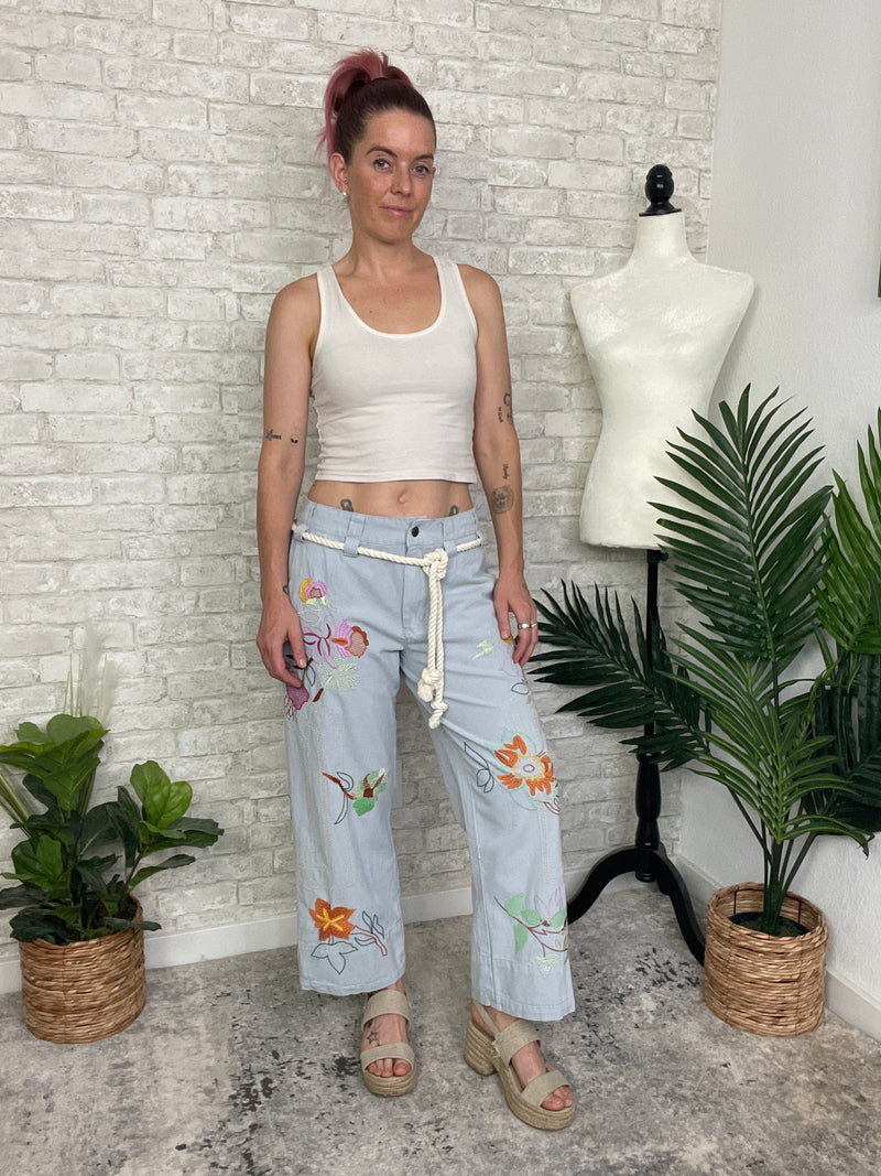 Ollie Floral Embroidered Pants