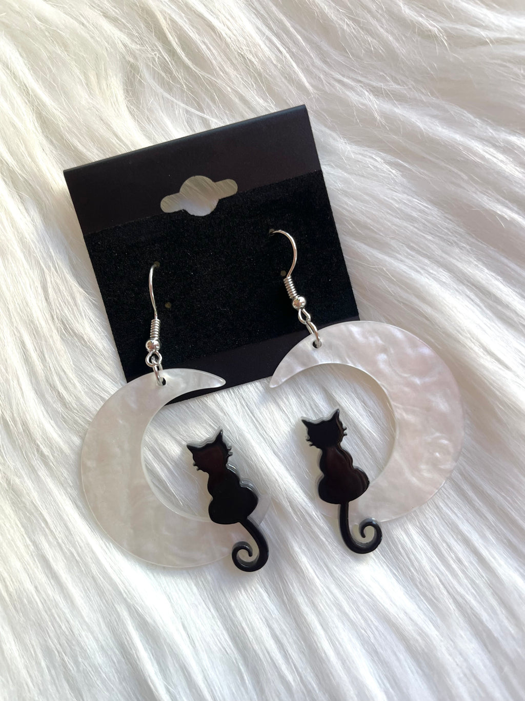 Crescent Kitten Moon Earrings